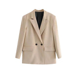 Blazer Feminino Alfaiataria Bege Modelo Amara