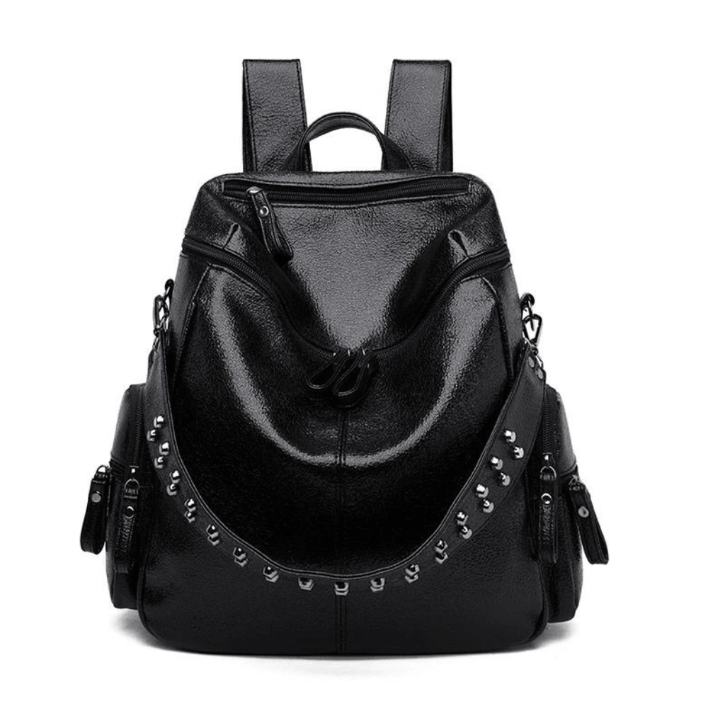 Mochila-Feminina-Velvera-em-Couro-Modelo-Black-Punk-Preta